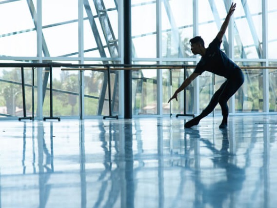 Dancer in a ballet studio